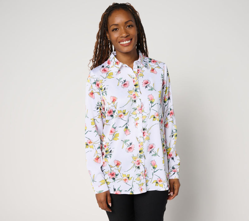 nicole by Nicole Miller Regular Button Front Boyfriend Shirt — Main view