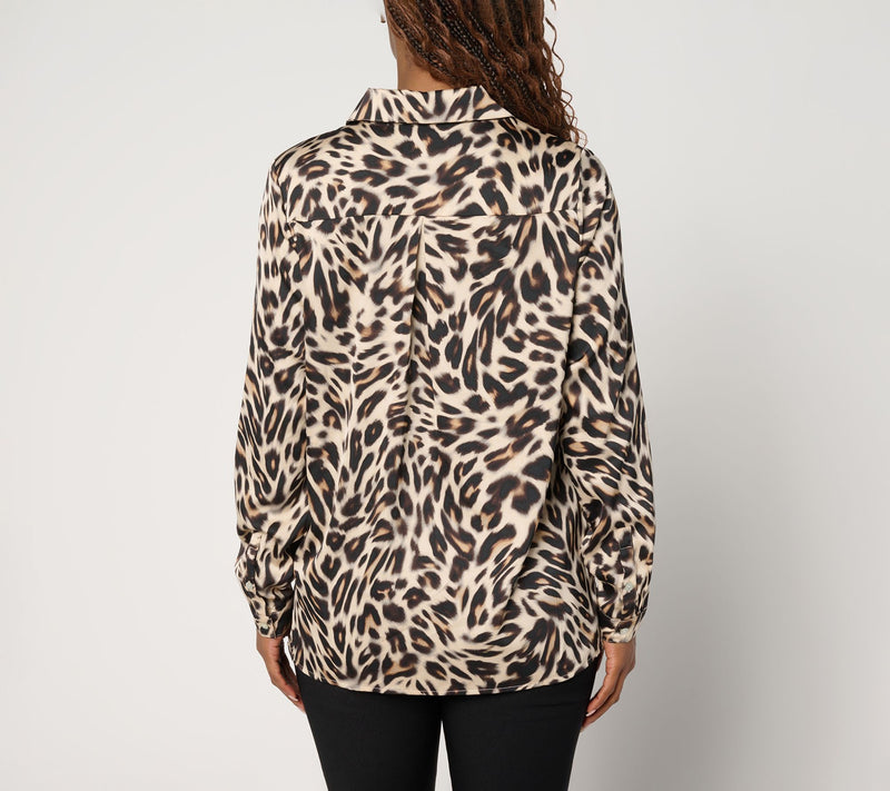 nicole by Nicole Miller Regular Button Front Boyfriend Shirt — View 14