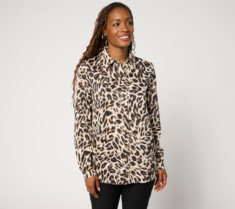 nicole by Nicole Miller Regular Button Front Boyfriend Shirt — View 9