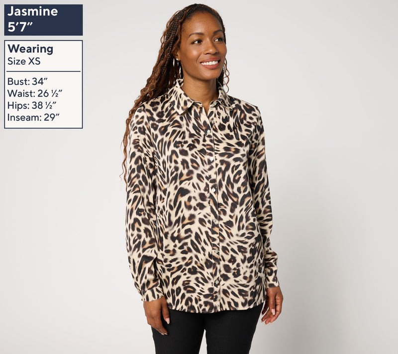 nicole by Nicole Miller Regular Button Front Boyfriend Shirt — View 13