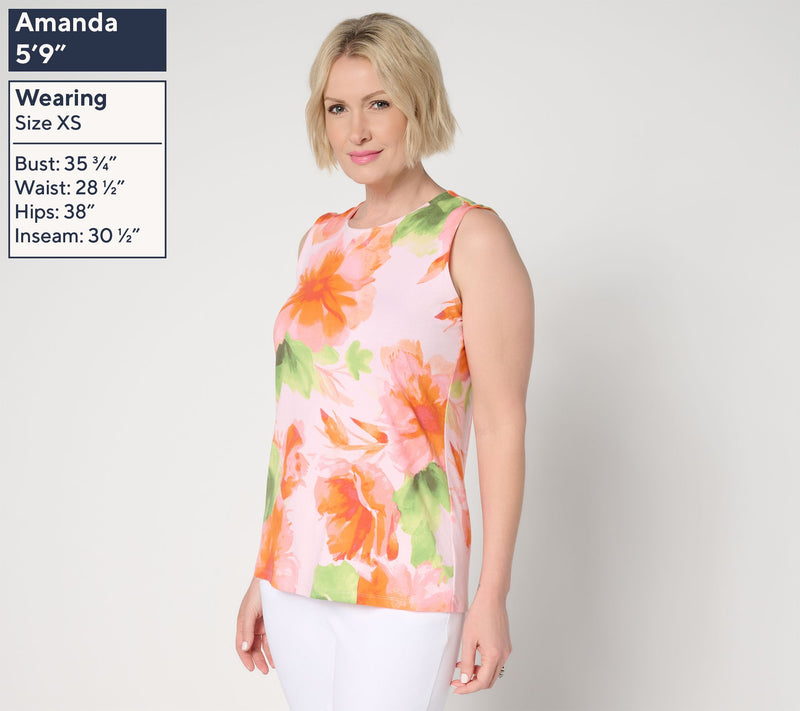 Denim & Co. Beach Jersey Round Neck Tank with Button Back — View 9