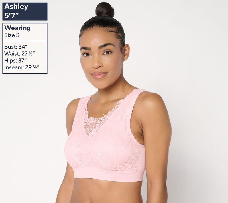 Breezies Seamless Set of (2) Lace Cami Bras with Removeable Pads — View 10