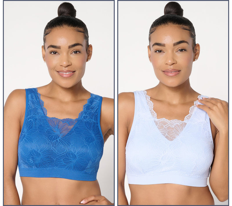 Breezies Seamless Set of (2) Lace Cami Bras with Removeable Pads — View 5