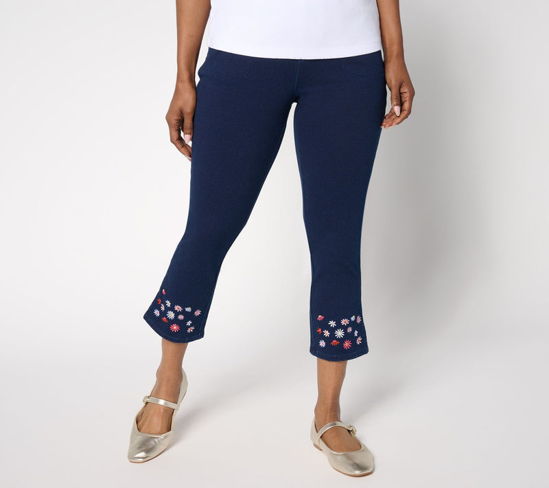 Quacker Factory Short DreamJeannes Wildflower Crop Pants — View 5