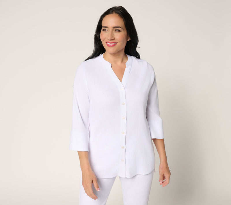 Attitudes by Renee Regular Stretch Woven Button Front Tunic — Main view