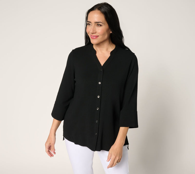 Attitudes by Renee Petite Stretch Woven Button Front Tunic — View 3