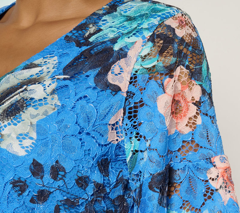 Women with Control Printed Lace Ruffle Sleeve Blouse — View 6
