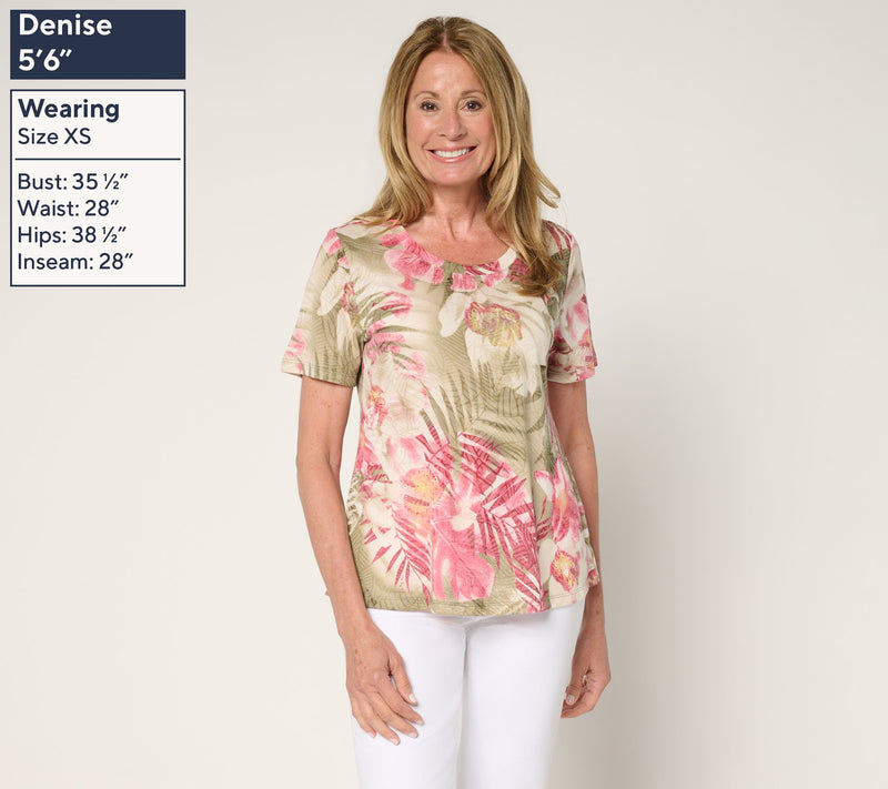 Women with Control Burnout Knit Short Sleeve Tee — View 3