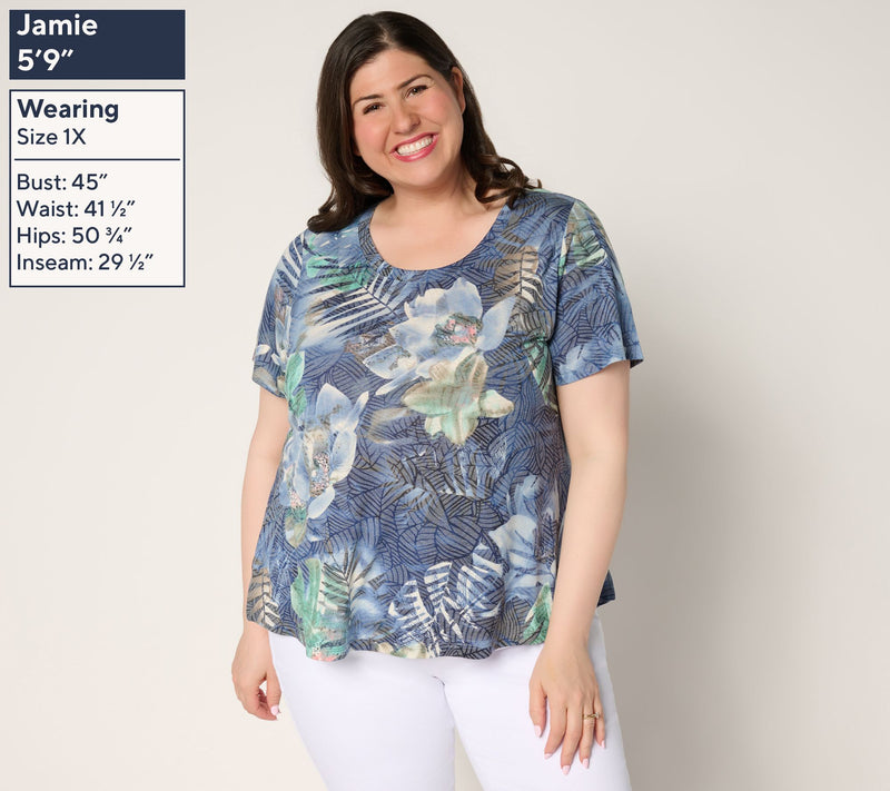 Women with Control Burnout Knit Short Sleeve Tee — View 2