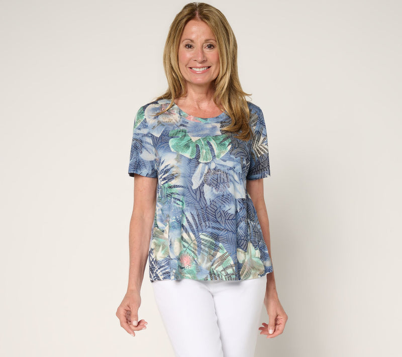 Women with Control Burnout Knit Short Sleeve Tee — View 10