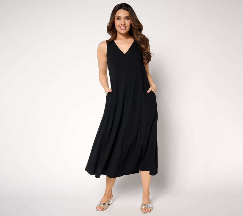 Women with Control Regular Stretch Woven Midi Dress — View 7