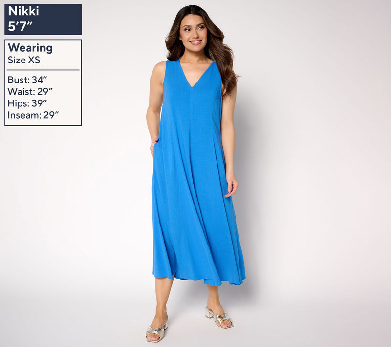 Women with Control Regular Stretch Woven Midi Dress — View 9