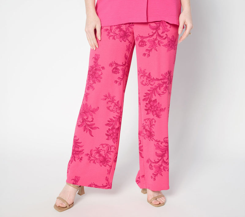 Women with Control Petite Printed Woven Full Length Pants — View 3