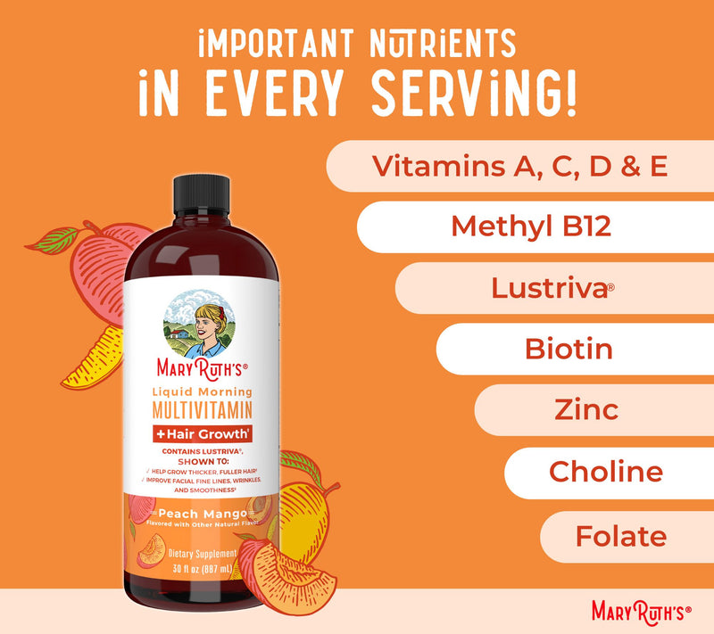 MaryRuth's Liquid Morning Multivitamin Peach Mango 30-oz Serving — View 5