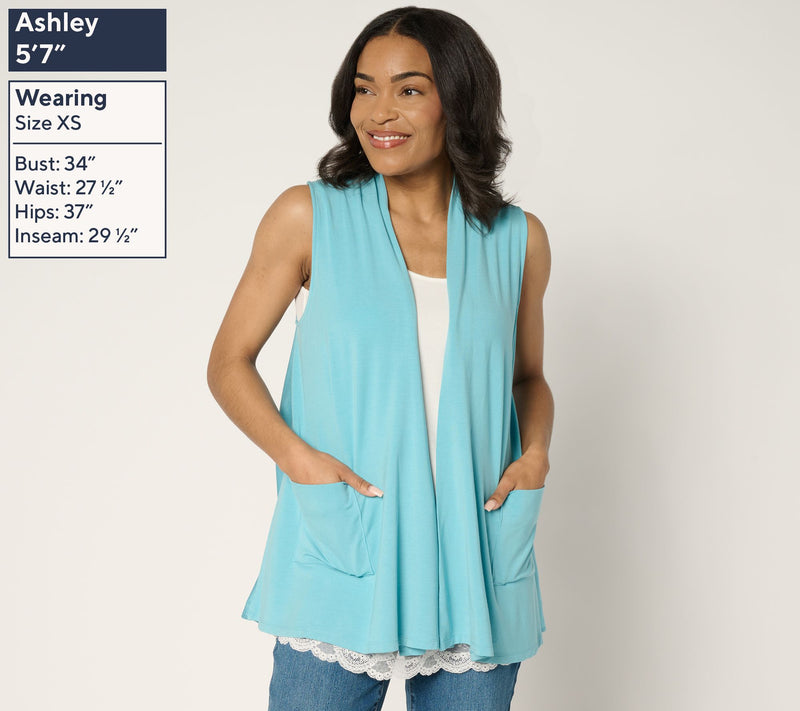 LOGO by Lori Goldstein Rayon 230 and Satin Vest — View 3