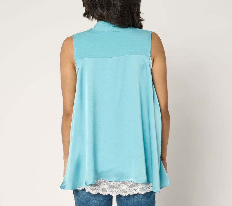 LOGO by Lori Goldstein Rayon 230 and Satin Vest — View 4