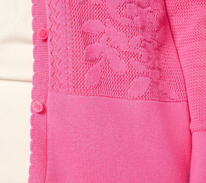 Isaac Mizrahi Live! Floral Pointelle Scallop Trim Cardigan — View 6