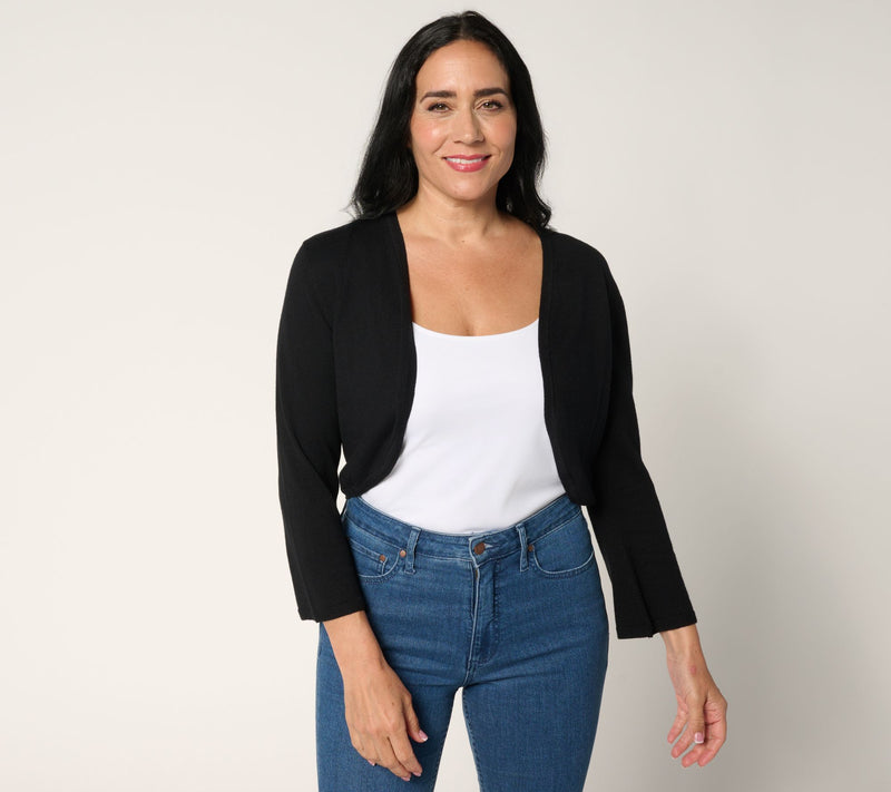 Isaac Mizrahi Live! Essentials Sweater Bolero w/ Flare Sleeve — View 9