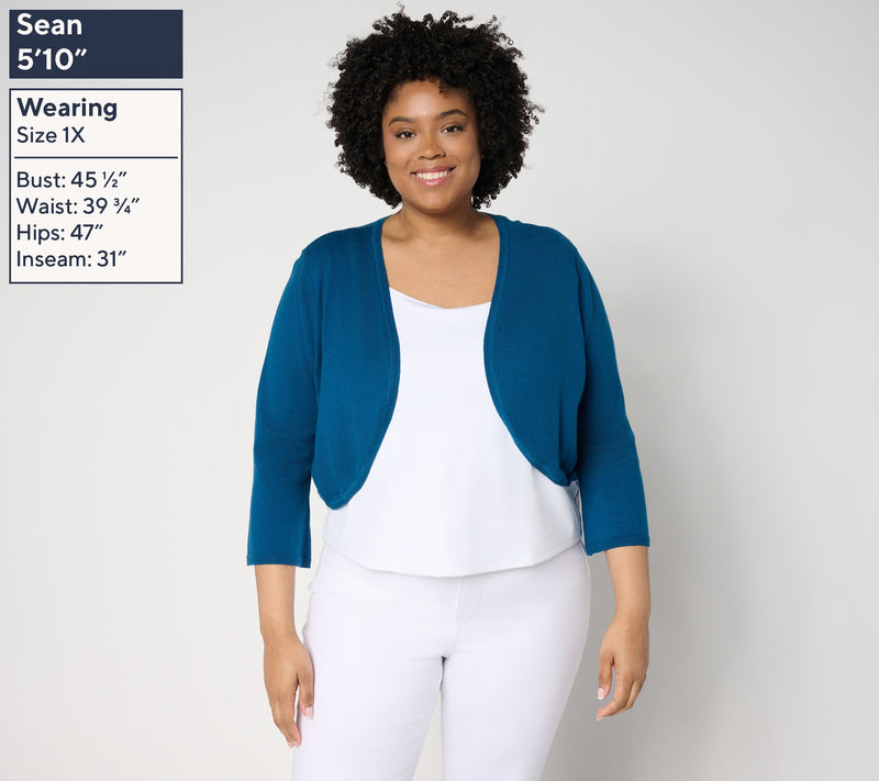 Isaac Mizrahi Live! Essentials Sweater Bolero w/ Flare Sleeve — View 10
