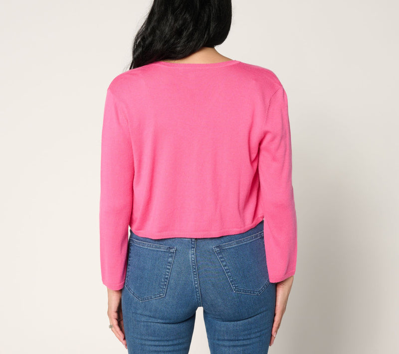 Isaac Mizrahi Live! Essentials Sweater Bolero w/ Flare Sleeve — View 12