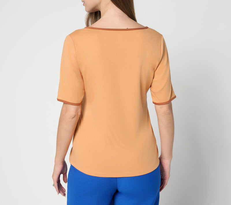 Isaac Mizrahi Live! Essentials Micro Pima Square Neck Top — View 4