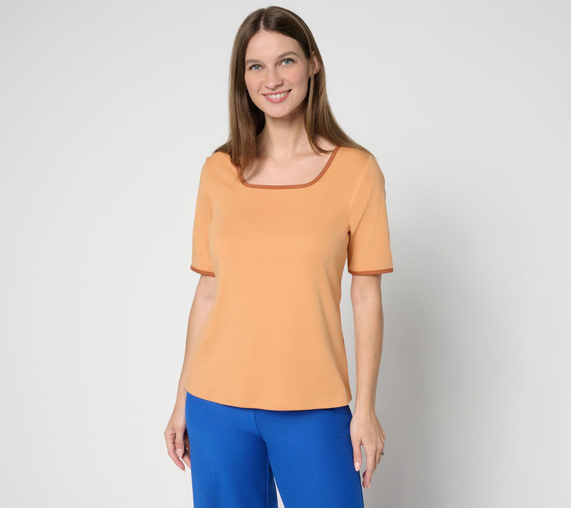 Isaac Mizrahi Live! Essentials Micro Pima Square Neck Top — View 12