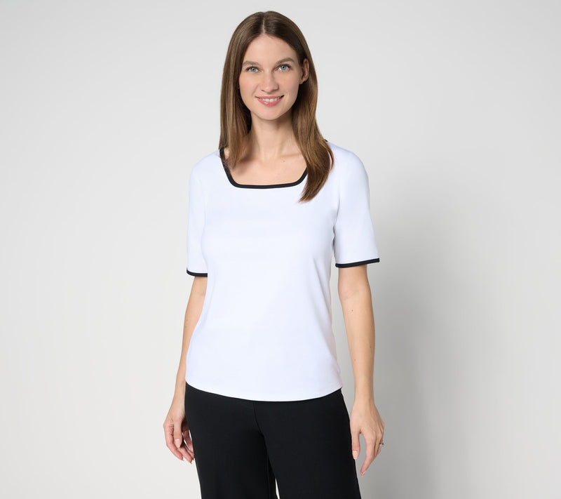 Isaac Mizrahi Live! Essentials Micro Pima Square Neck Top — View 13