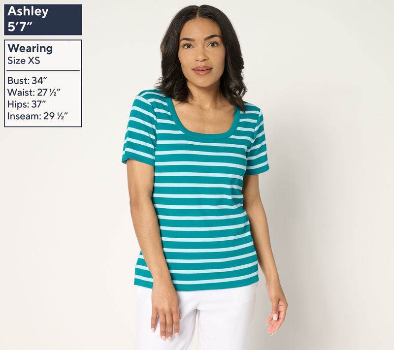 Isaac Mizrahi Live! Essentials Pima Rib U-Neck Tee — View 3