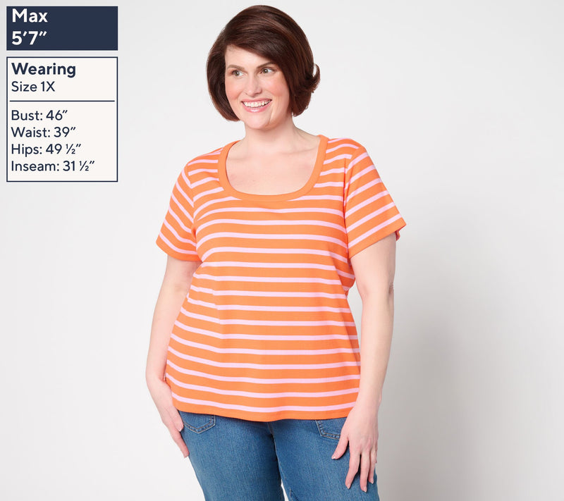 Isaac Mizrahi Live! Essentials Pima Rib U-Neck Tee — View 2