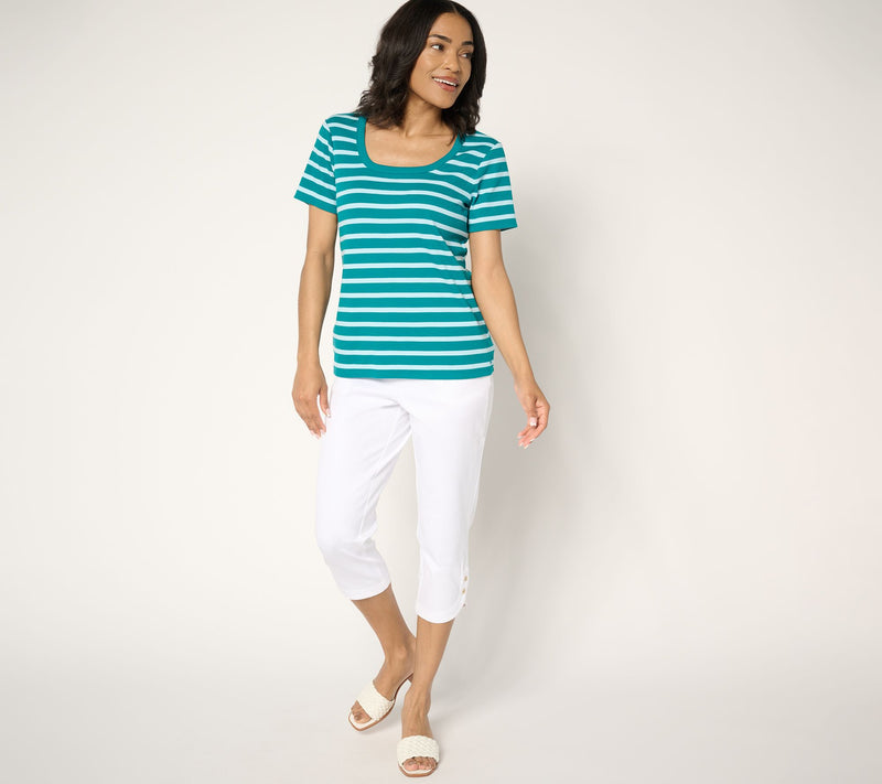 Isaac Mizrahi Live! Essentials Pima Rib U-Neck Tee — View 5