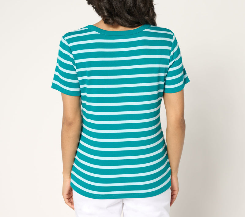 Isaac Mizrahi Live! Essentials Pima Rib U-Neck Tee — View 4