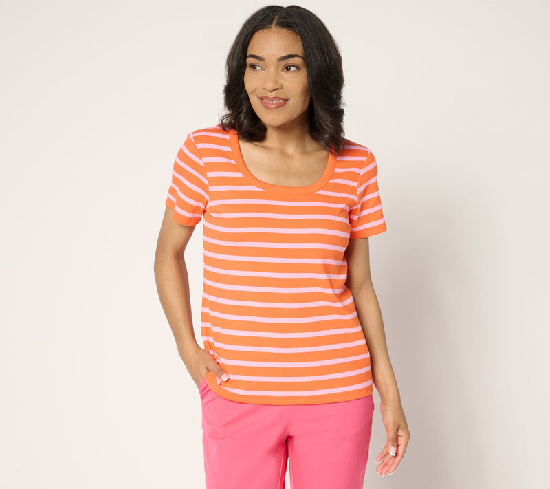Isaac Mizrahi Live! Essentials Pima Rib U-Neck Tee — View 11