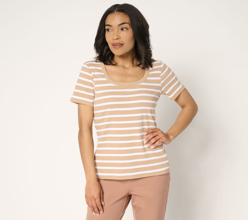 Isaac Mizrahi Live! Essentials Pima Rib U-Neck Tee — View 12