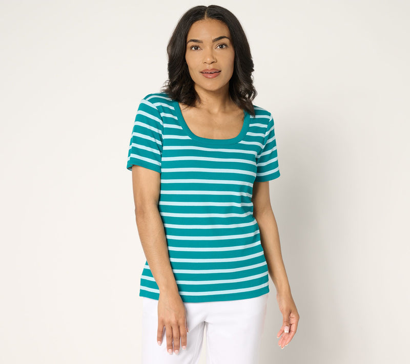 Isaac Mizrahi Live! Essentials Pima Rib U-Neck Tee — View 14