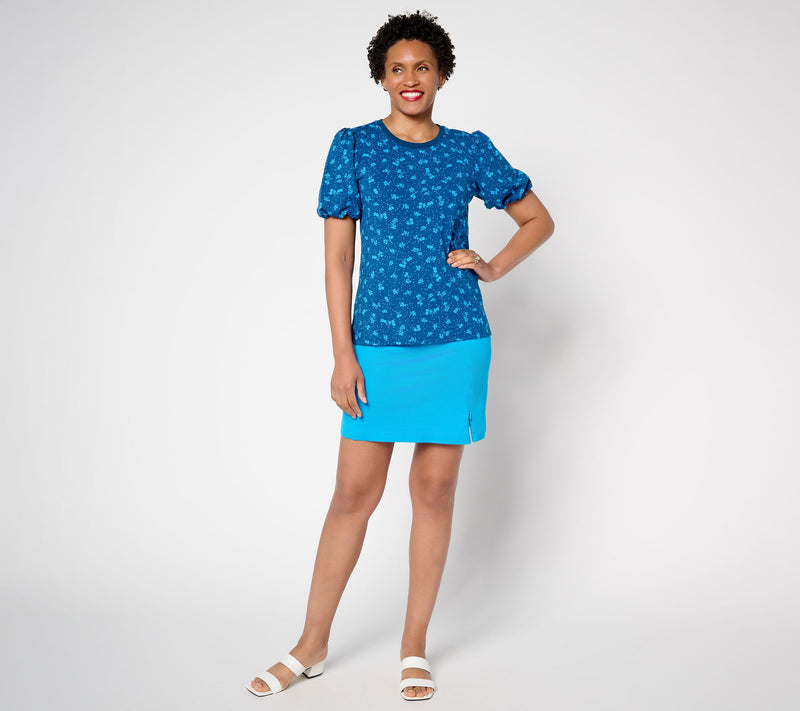 Isaac Mizrahi Live! Printed A-La-Modal Puff Sleeve Top — View 13