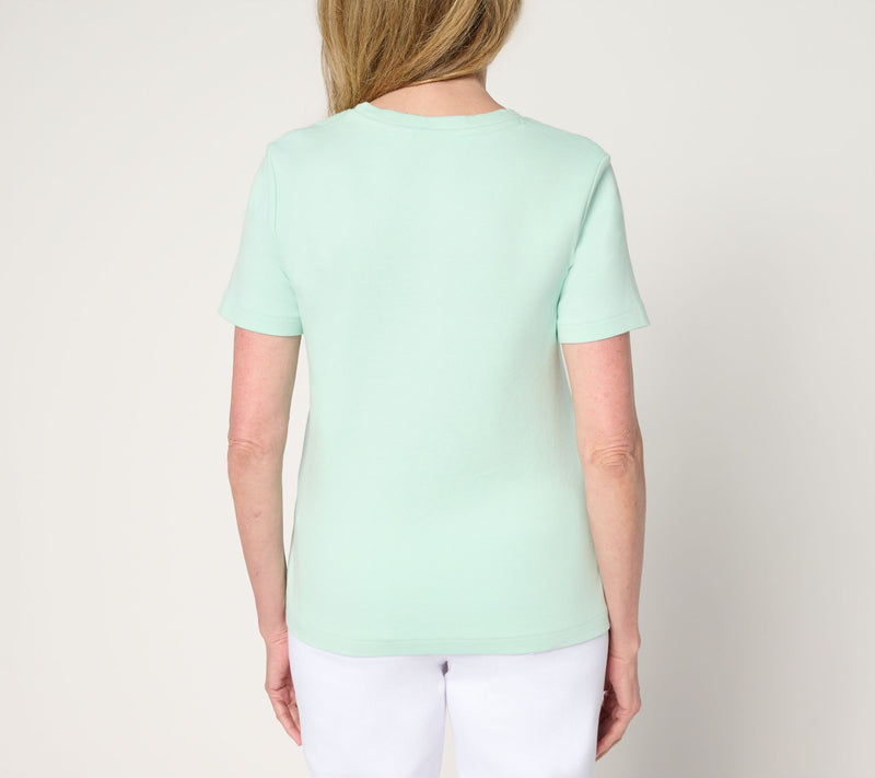 Isaac Mizrahi Live! Easy Fit Cotton Crew Neck Sequin T-Shirt — View 4