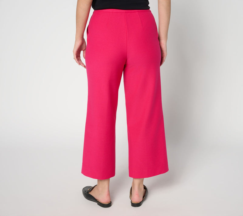 Isaac Mizrahi Live! Petite Knit Twill Wide Leg Crop Trouser — View 12