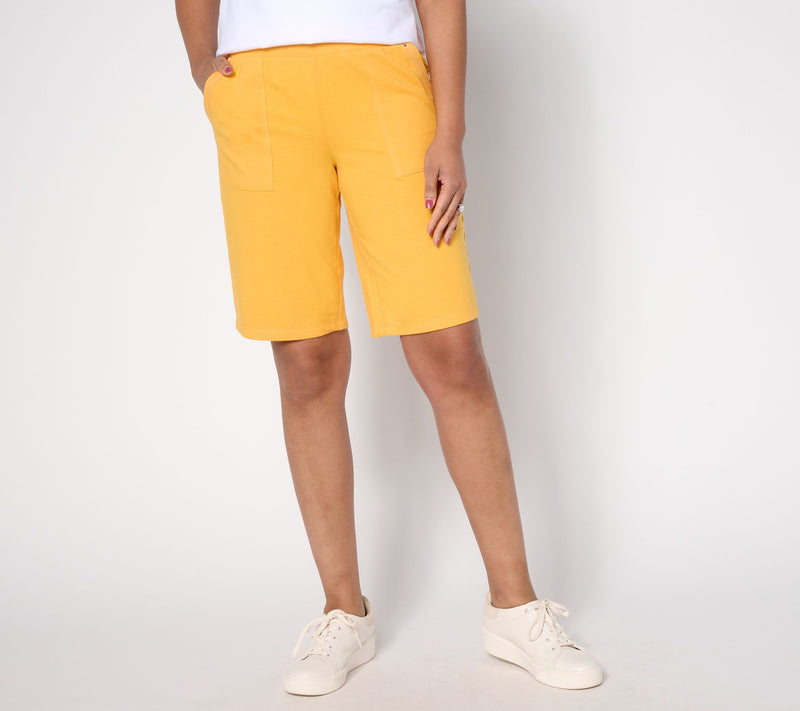 Sport Savvy Regular French Terry Bermuda Shorts with Pockets — View 5