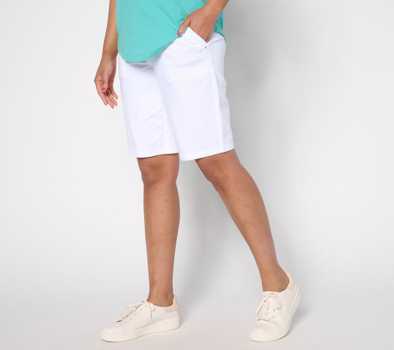 Sport Savvy Petite French Terry Bermuda Shorts with Pockets — View 11