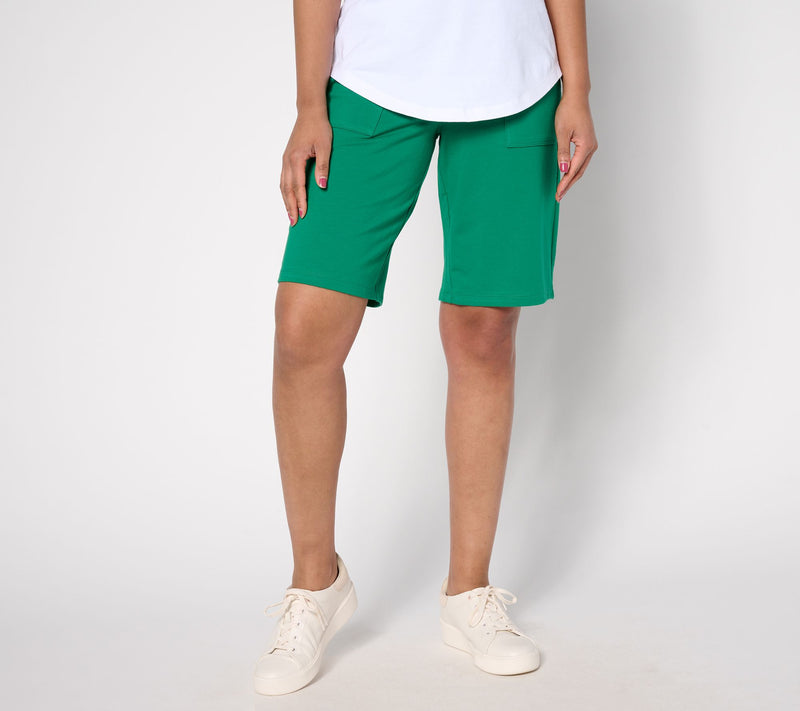 Sport Savvy Petite French Terry Bermuda Shorts with Pockets — View 3