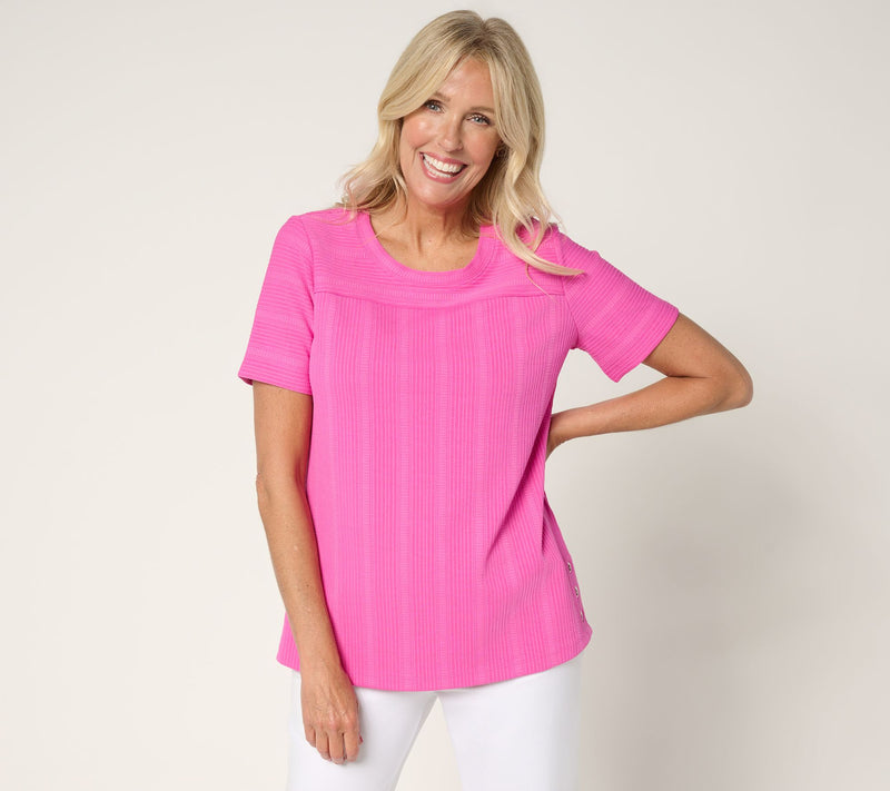Sport Savvy Jacquard Knit Short Sleeve Top — Main view
