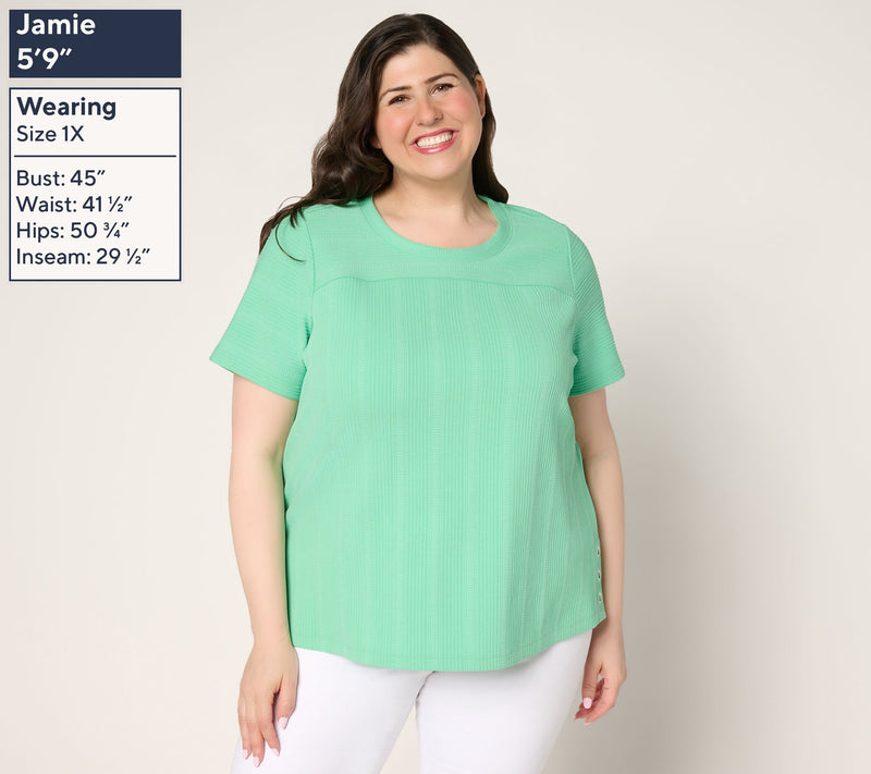 Sport Savvy Jacquard Knit Short Sleeve Top — View 2