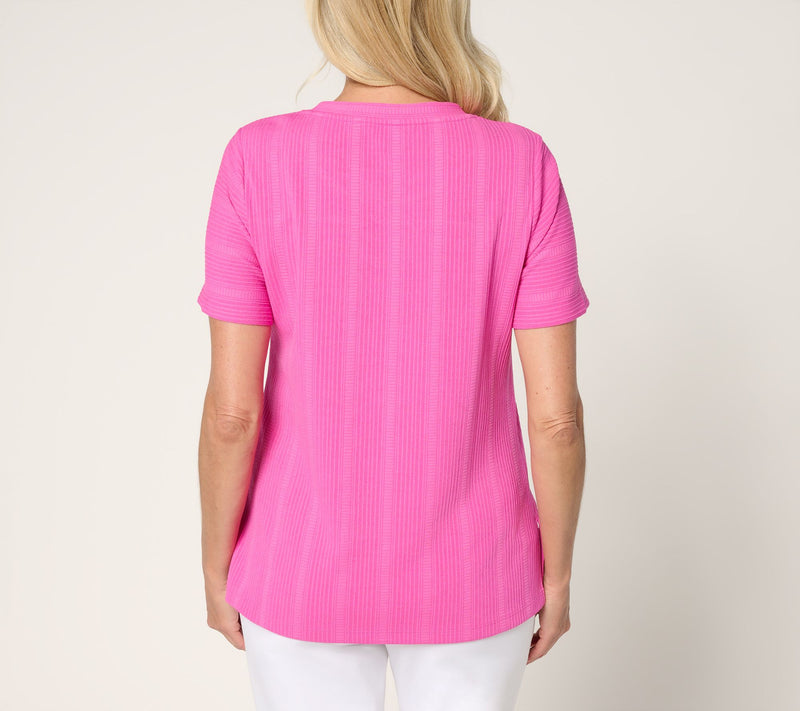 Sport Savvy Jacquard Knit Short Sleeve Top — View 4