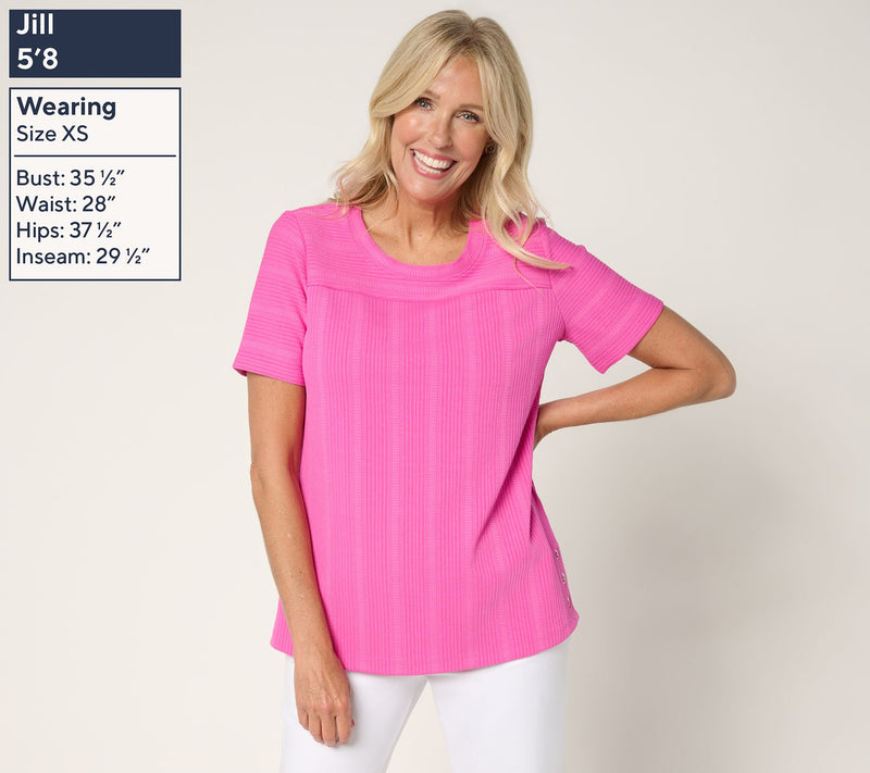 Sport Savvy Jacquard Knit Short Sleeve Top — View 3