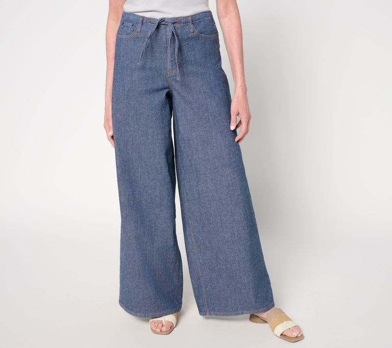 Peace Love World Regular Tie-Waist Wide Leg Denim Jeans — Main view