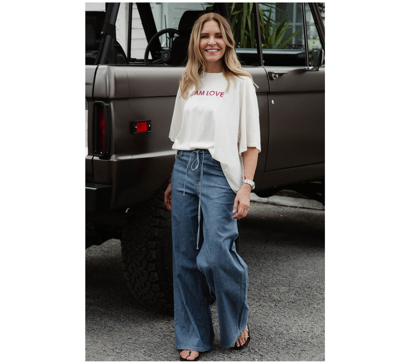 Peace Love World Regular Tie-Waist Wide Leg Denim Jeans — View 11