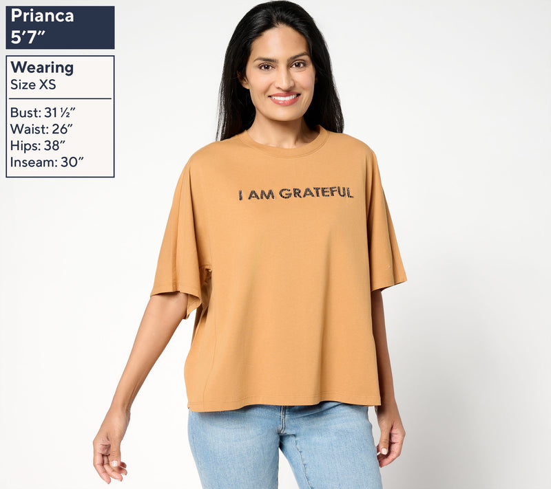 Peace Love World Boheme Sueded Cotton Graphic Tee with Embroidery — View 5