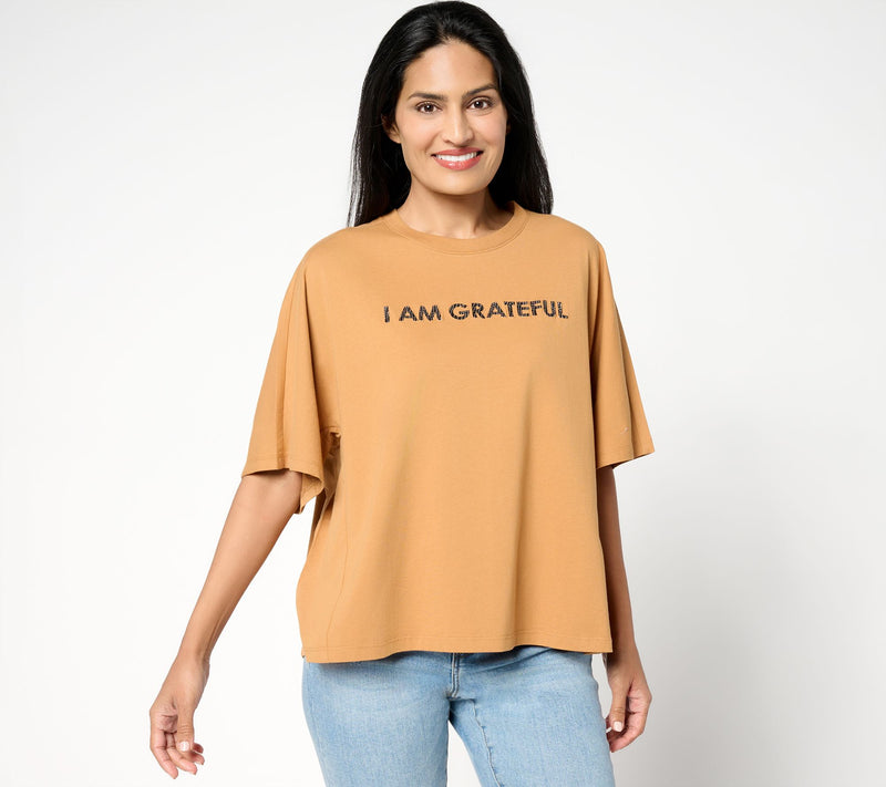 Peace Love World Boheme Sueded Cotton Graphic Tee with Embroidery — View 15