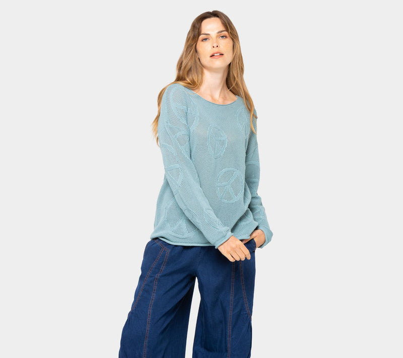 Peace Love World Boheme Mixed Motif 100% Cotton Sweater — View 17
