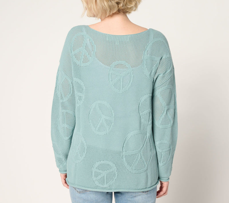 Peace Love World Boheme Mixed Motif 100% Cotton Sweater — View 14
